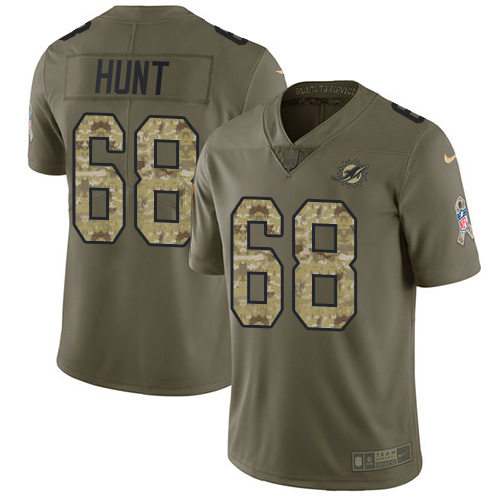 Nike Miami Dolphins #68 Robert Hunt Olive Camo Youth Stitched NFL Limited 2017 Salute To Service Jersey->youth nfl jersey->Youth Jersey